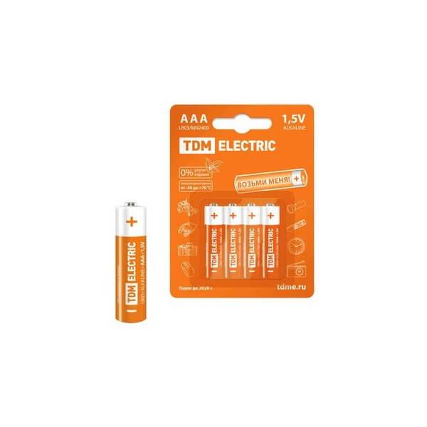 Элементы питания LR03 AAA Alkaline 1,5V BP-4 TDM (4 шт уп)