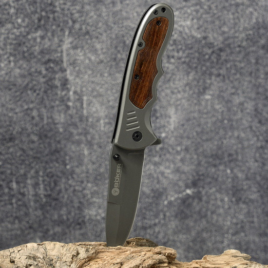 Нож складной механический Boker серый матовый DA48 - фото 3 - id-p198592122