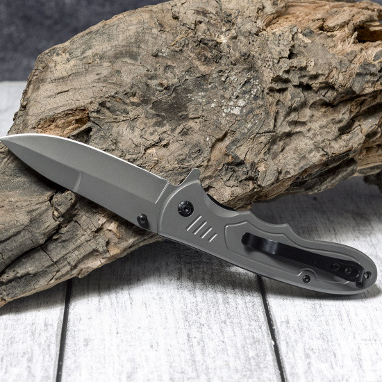 Нож складной механический Boker серый матовый DA48 - фото 4 - id-p198592122