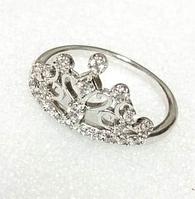 Кольцо 17 Корона Xuping 62003 красивое со стразами женское стильное серебристый бижутерия Ксюпинг