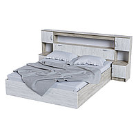 Кровать Бася КР 552 с закроватным модулем Стендмебель крафт серый/крафт белый