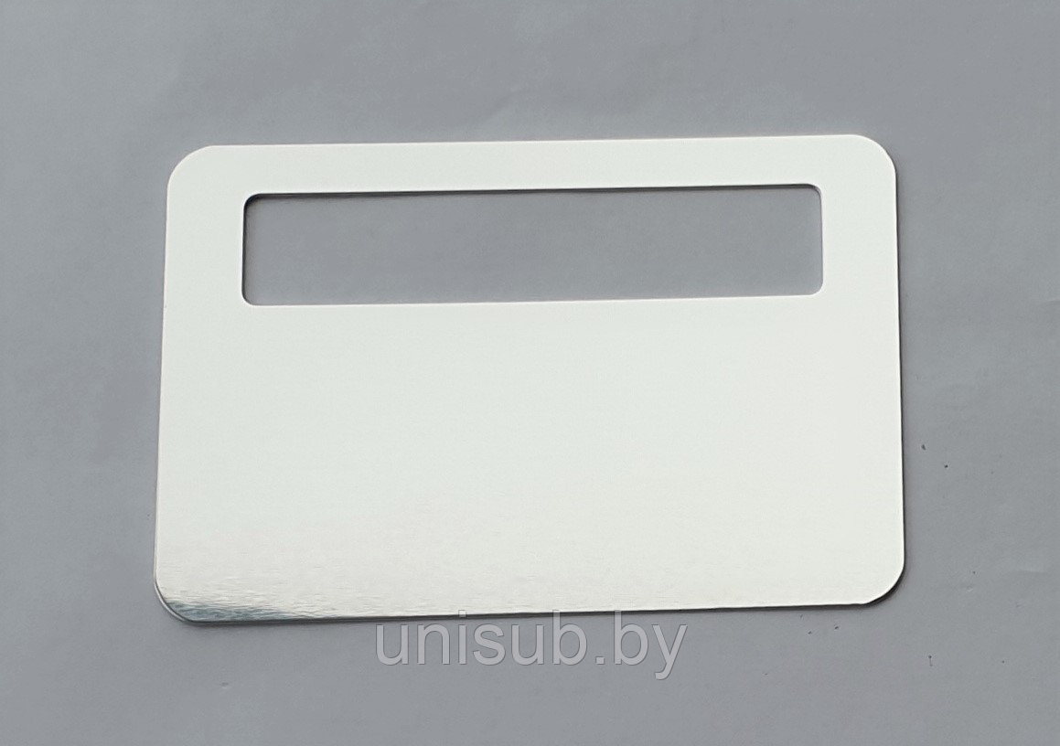 Бейдж для сублимации 76х51 мм, с окном 60х12 мм, серебро глянец