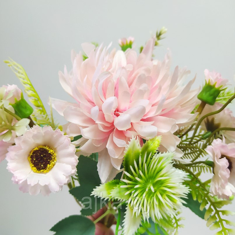 Букет декоративный с хризантемой 32 см, розовый - фото 6 - id-p198605168