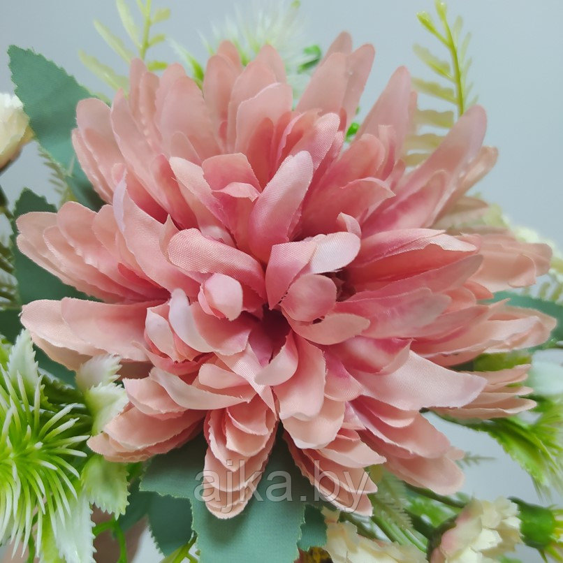 Букет декоративный с хризантемой 32 см, фламинго - фото 5 - id-p198607430