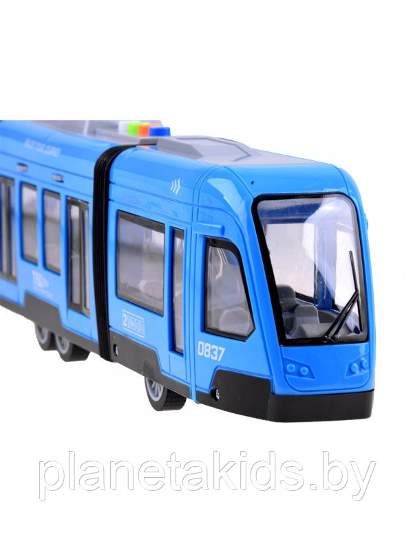 Инерционный музыкальный трамвай игрушечный (открываются двери, свет, звук) WY930B - фото 3 - id-p198607448