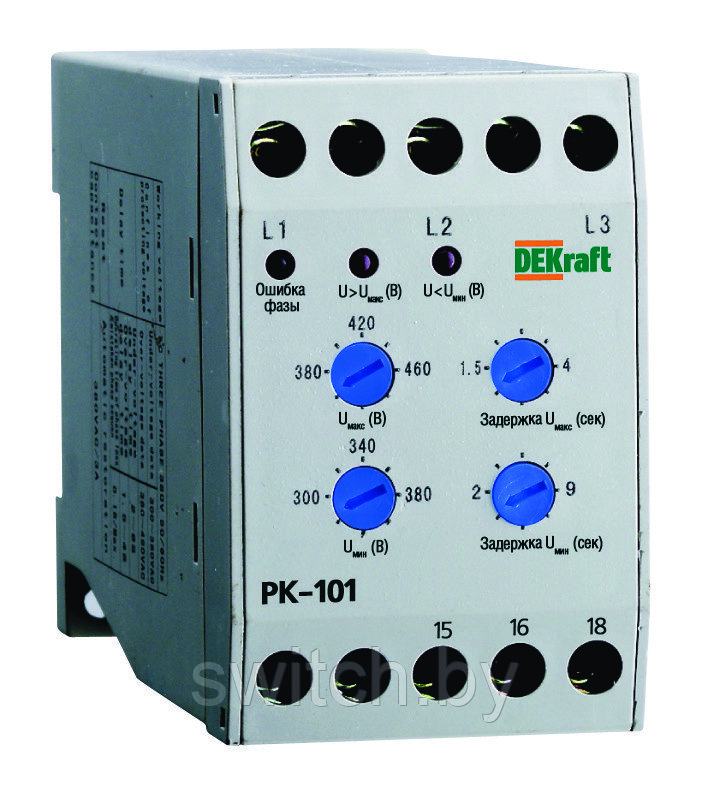 Реле контроля фаз 380В тип 01 серии РК-101 DEKraft 23300DEK ЗАКАЗ ДОСТАВКА 7 ДНЕЙ