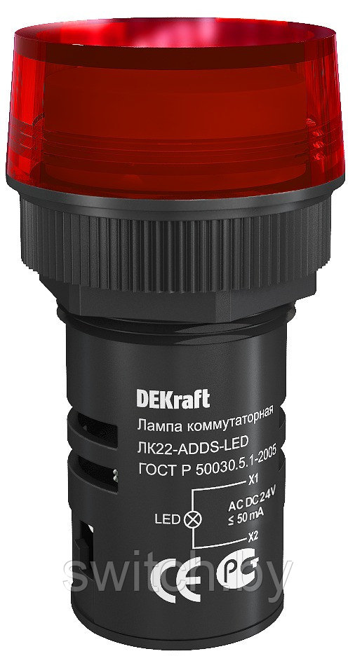 Выкл. кноп. грибок с фикс. AEAL D22 КРАСНЫЙ ВК-22  25040DEK