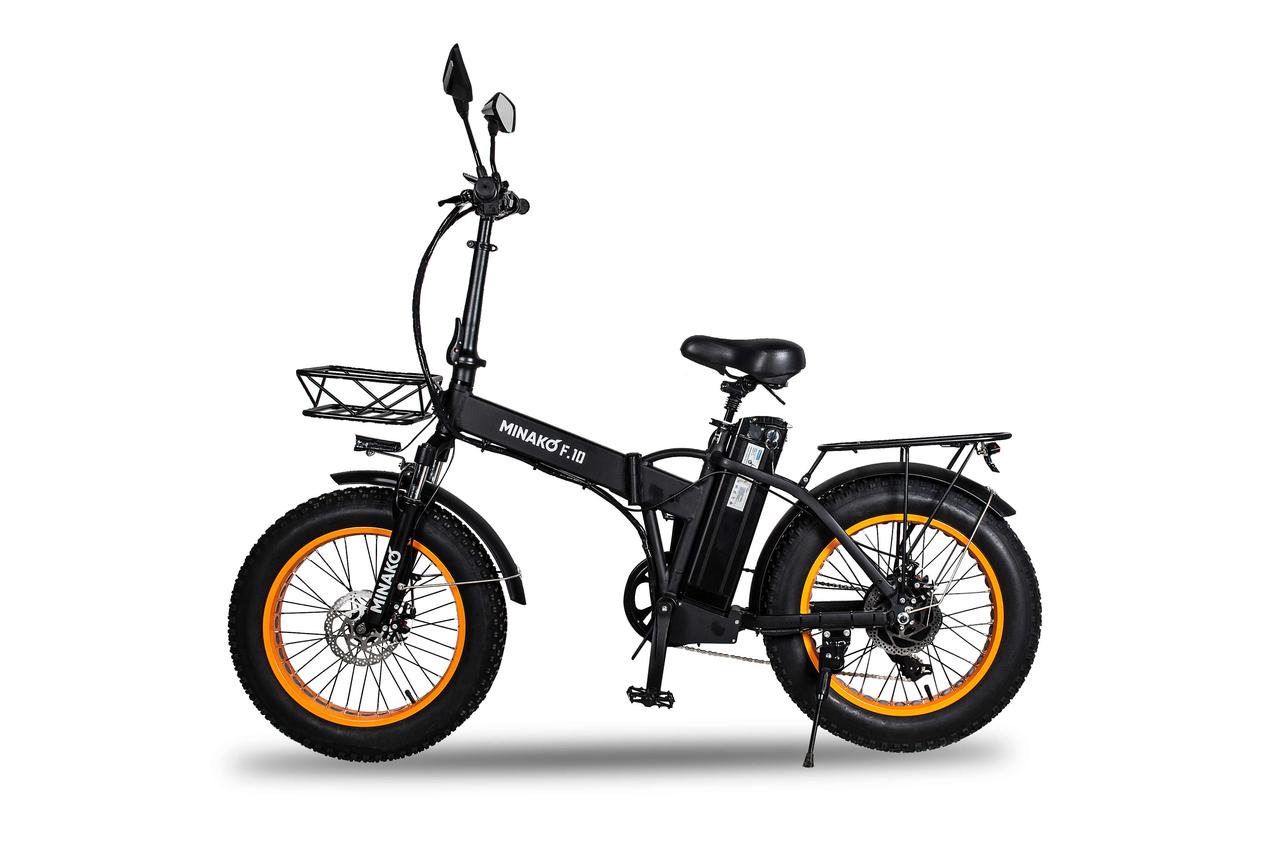 Электровелосипед MINAKO F10 Чёрный с оранжевыми ободами - фото 1 - id-p198679054
