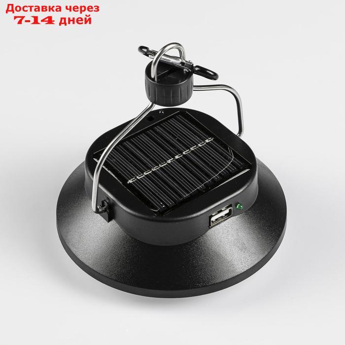 Фонарь подвесной, аккумуляторный, 2 режима, солнечная батарея, USB, чёрный, 12х4 см - фото 5 - id-p198556557