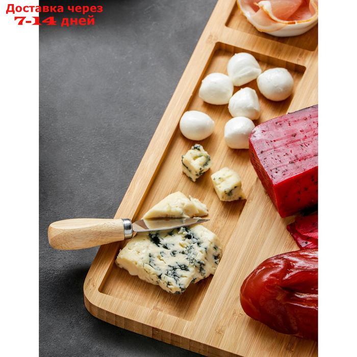 Набор для подачи сыра "Маасдам", 4 ножа, соусник, бамбук - фото 5 - id-p198560171
