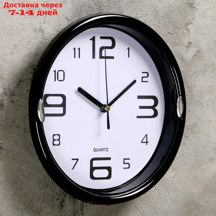 Часы настенные круглые "Числа", d=23 см, рама чёрная, циферблат белый - фото 2 - id-p198559386