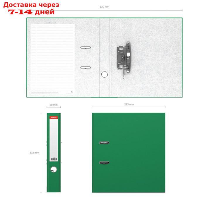Папка-регистратор А4, 50мм "Стандарт", собранный, зеленый, этикетка на корешке, металлический кант, картон - фото 2 - id-p198557617