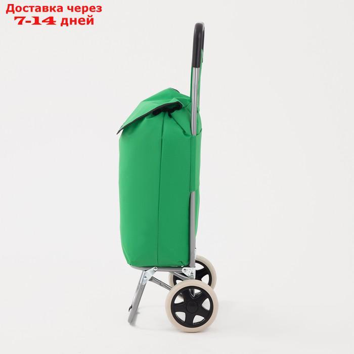 Сумка хозяйственная на тележке, нагрузка 30 кг, колёса ПВХ, цвет зелёный - фото 2 - id-p198559558