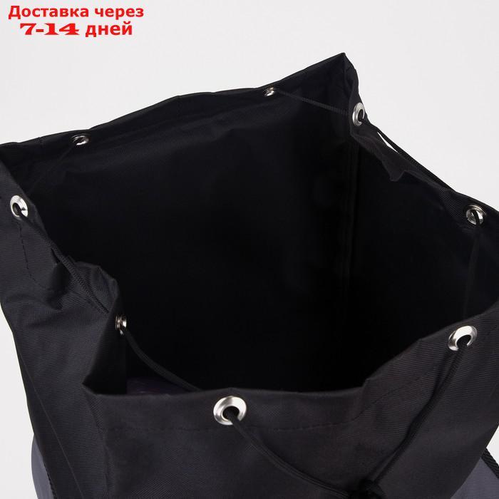 Рюкзак туристический, 55 л, отдел на шнурке, 3 наружных кармана, цвет чёрный/серый - фото 4 - id-p198558097