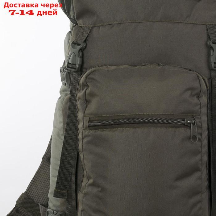 Рюкзак туристический, 70 л, отдел на шнурке, наружный карман, 2 боковые сетки, цвет олива - фото 3 - id-p198558116