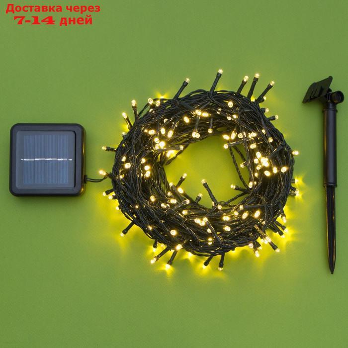 Гирлянда "Нить" 20 м, тёмная нить, 200 LED, свечение тёплое белое, 2 режима, солнечная батарея - фото 9 - id-p198558343