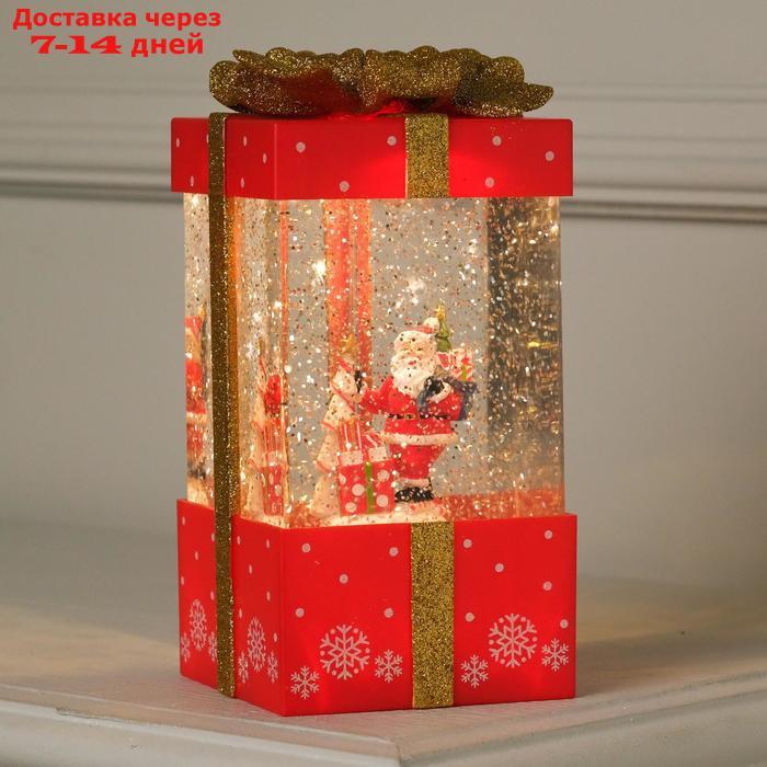 Фигура световая "Подарок красный", 10х10х19 см, USB, музыка, Т/БЕЛЫЙ