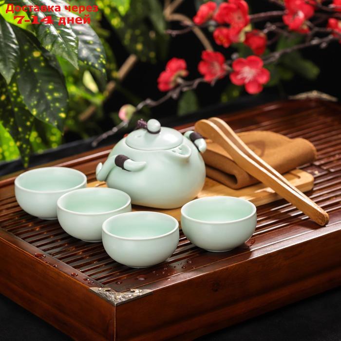 Набор для чайной церемонии "Тясицу", 8 предметов: чайник, 4 чашки, щипцы, салфеточка, подставка - фото 1 - id-p198560093