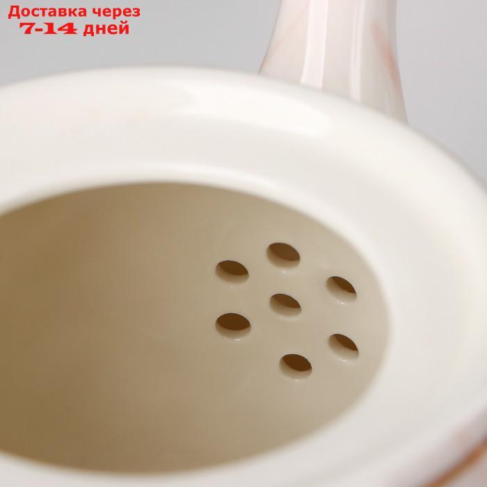 Набор чайный "Мрамор", 5 предметов: чайник 800 мл, 4 кружки 170 мл, подставка 31×21 см, цвет розовый - фото 4 - id-p198560104