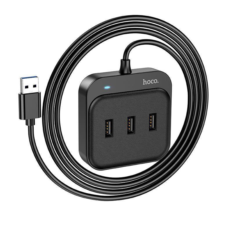 USB - Xaб Hoco HB31 1 порт USB 3.0 и 3 порта USB 2.0 1,2 м черный - фото 2 - id-p197921639