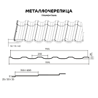 Металлочерепица МП Трамонтана-S NormanMP (ПЭ-01-7016-0.5) RAL 7016 Антрацитово-серый