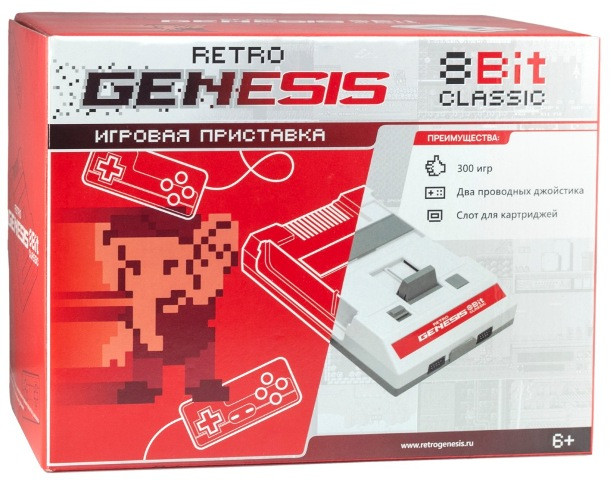 Игровая приставка DENDY Retro Genesis 8 Bit Classic (300 встроенных игр, 2 джойстика + слот для картриджей) - фото 1 - id-p198728920