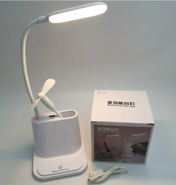 Умная настольная светодиодная лампа 3 в 1 со встроенным аккумулятором USB (лампа, вентилятор, органайзер) - фото 6 - id-p198738397