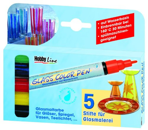 Набор маркеров для росписи стекла Hobby Line Glass Color, 4шт (3+1 контур)