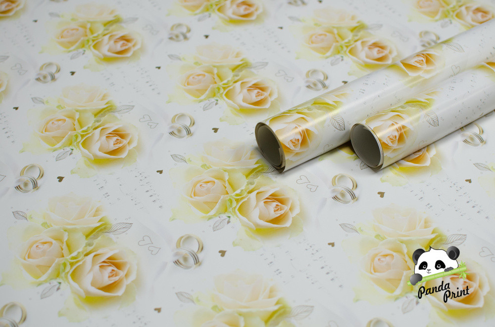Бумага глянцевая 70х100 см "Свадебная" кремовая роза