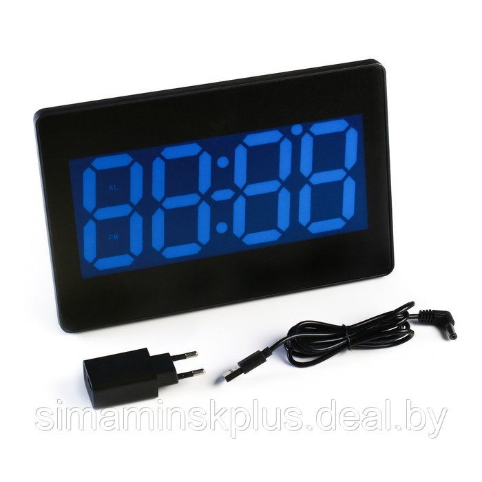 Часы электронные настенные, настольные "Соломон", с будильником, 15.5 х 23.5 см, синие цифры - фото 4 - id-p198753958