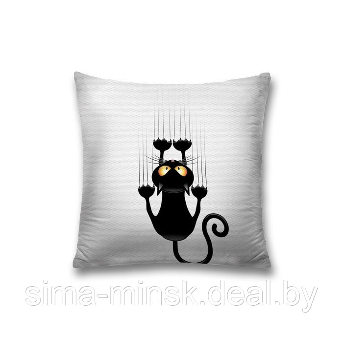 Наволочка декоративная «Черный кот», размер 45 х 45 см, вшитая молния - фото 1 - id-p198758361