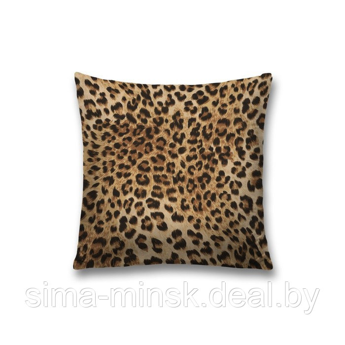 Наволочка декоративная «Леопардовый принт», размер 45 х 45 см, вшитая молния - фото 1 - id-p198758370