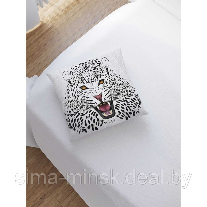 Наволочка декоративная «Белый леопард», размер 45 х 45 см, вшитая молния - фото 2 - id-p198758373