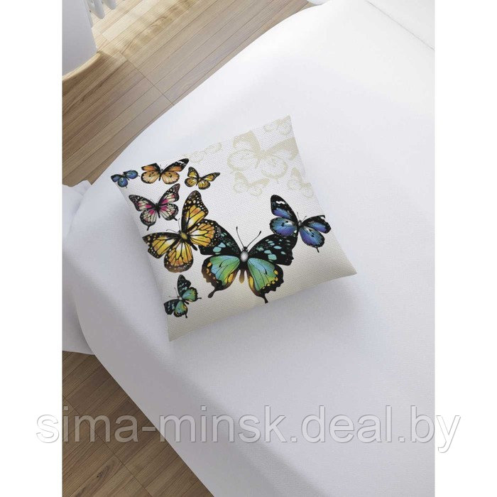 Наволочка декоративная «Бабочки на сером фоне», размер 45 х 45 см, вшитая молния - фото 2 - id-p198758412