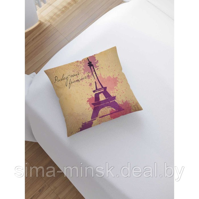 Наволочка декоративная «Париж», размер 45 х 45 см, вшитая молния - фото 2 - id-p198758489