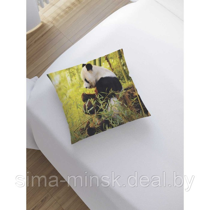 Наволочка декоративная «Панда в лесу», размер 45 х 45 см, вшитая молния - фото 2 - id-p198758495