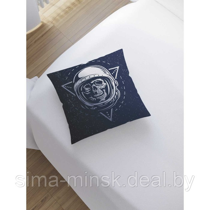 Наволочка декоративная «Череп космонавт», размер 45 х 45 см, вшитая молния - фото 2 - id-p198758502