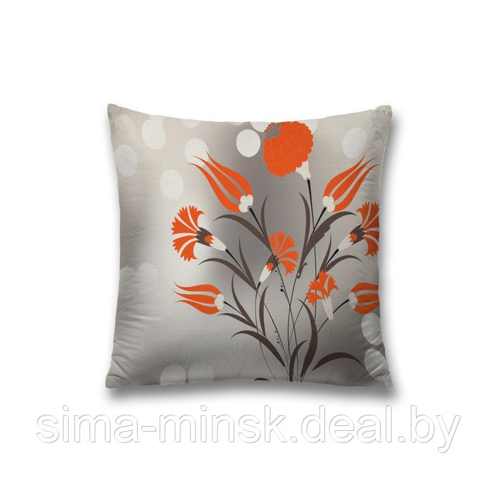 Наволочка декоративная «Оранжевые цветы», размер 45 х 45 см, вшитая молния - фото 1 - id-p198758518