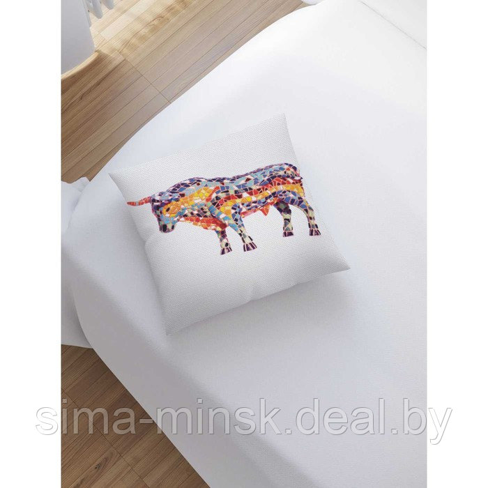 Наволочка декоративная «Мозаичный бык», размер 45 х 45 см, вшитая молния - фото 2 - id-p198758527