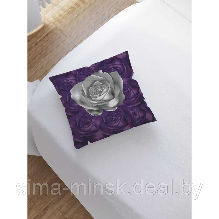 Наволочка декоративная «Серая роза», размер 45 х 45 см, вшитая молния - фото 2 - id-p198758545