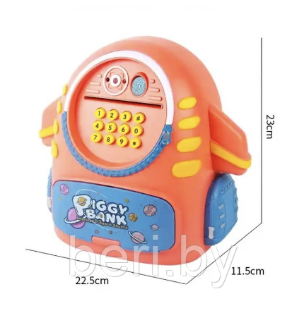 7804 Сейф детский электронный, копилка с купюроприемником и ремешком, разные цвета - фото 3 - id-p198760412