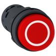 Кнопка 22 мм краснаяс выступающем толкателем, с маркировкой О