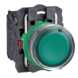 Кнопка 22 мм 220-240В зеленая. с подсветкой