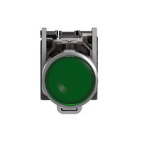 Кнопка с подсветкой, металл, скрытый, зеленый, Ø22, пружинный возврат, 230...240 V AC, 1 НО + 1 НЗ