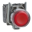 Кнопка с подсветкой, металл, скрытый, красный, Ø22, пружинный возврат, 1 НО + 1 НЗ 24 V AC/DC