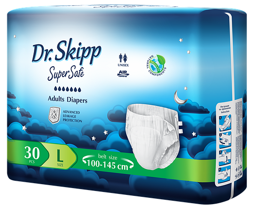 Подгузники для взрослых Dr. Skipp Super Safe L, (Размер 3 (L) , 30 шт.), фото 2