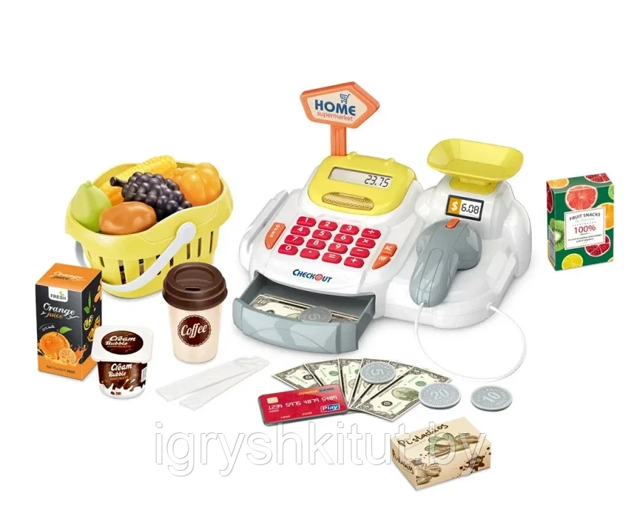 Игровой набор "Касса" с продуктами и аксессуарами