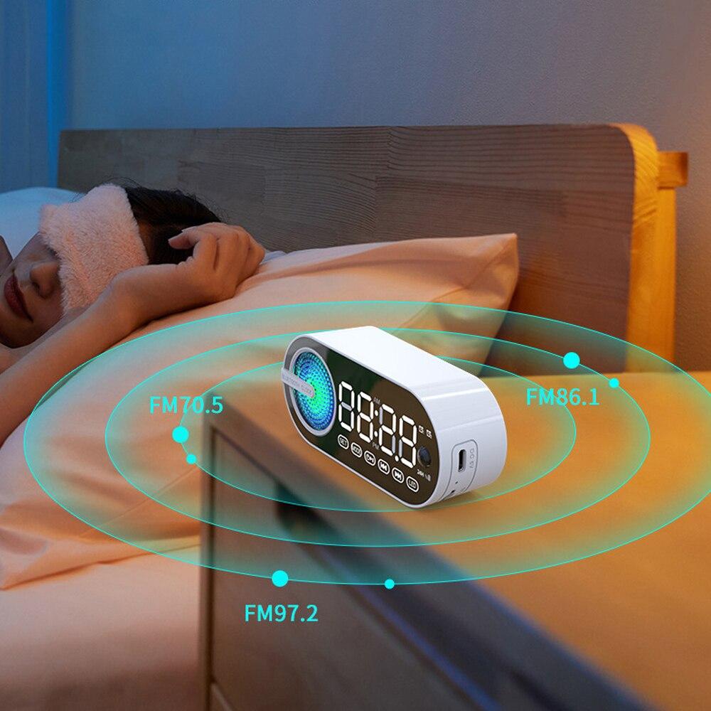 Беспроводной зеркальный будильник с Bluetooth, электронные цифровые часы с двойным будильником, музыкальный пл