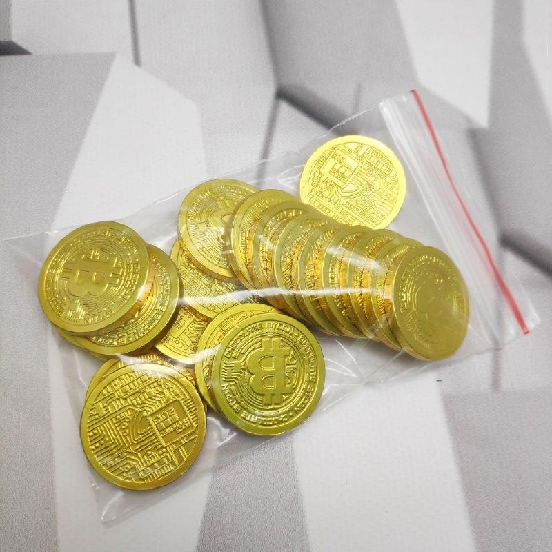 Золотые шоколадные монеты «Bitcoin», набор 20 монеток (Россия) - фото 5 - id-p196995610