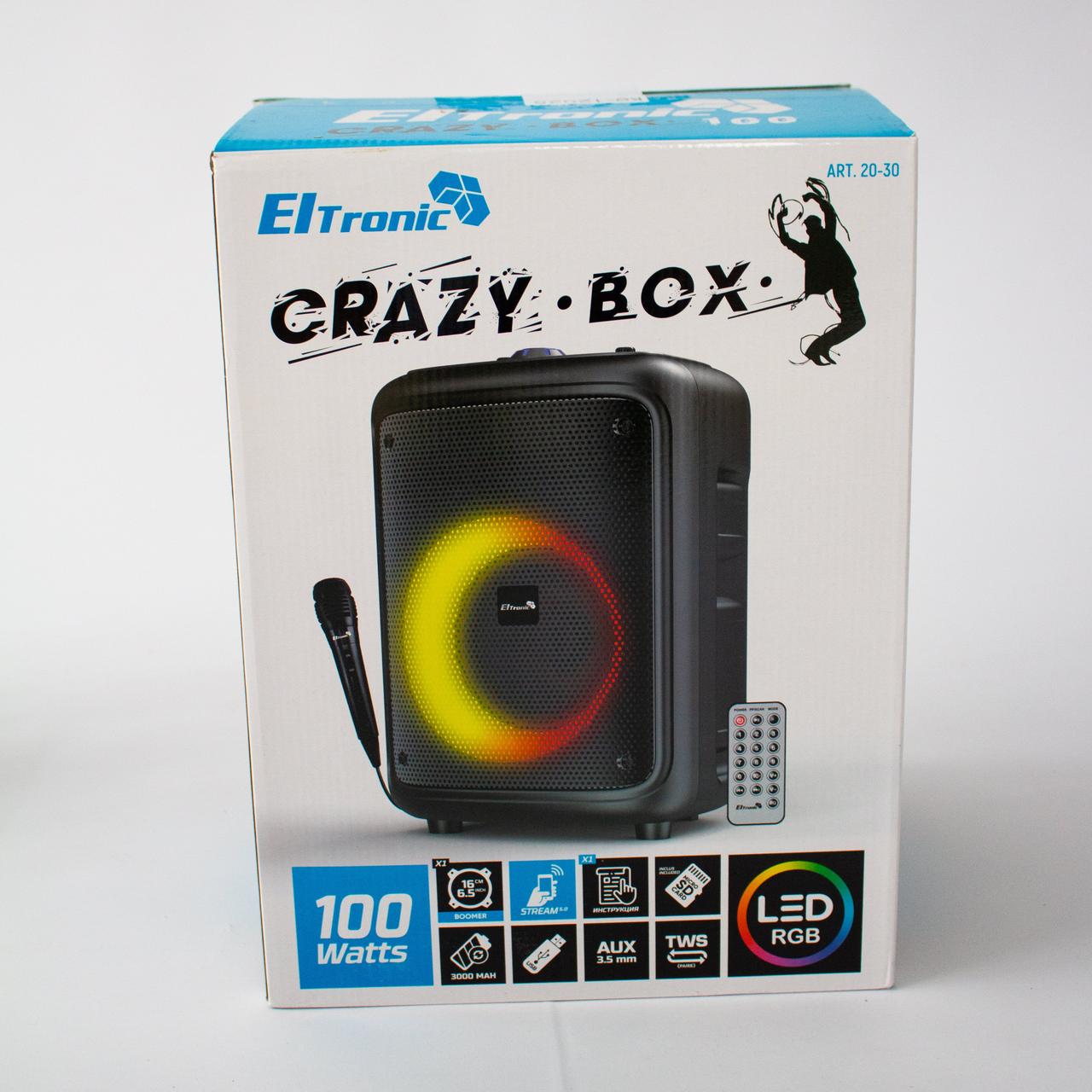 Портативная беспроводная bluetooth колонка Eltronic CRAZY BOX 100 Watts арт. 20-30 с проводным микрофоном и - фото 10 - id-p196995623